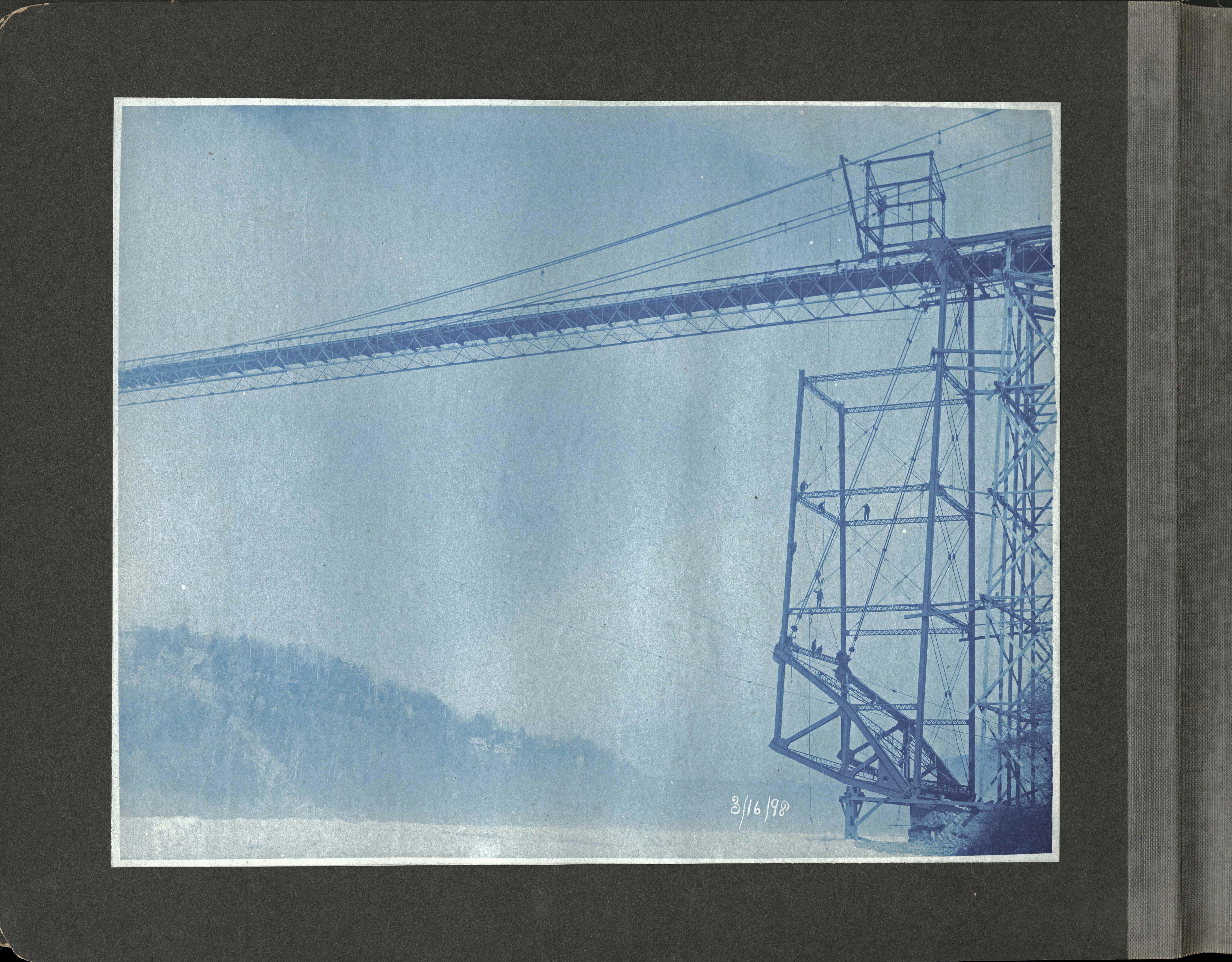 Early construction with scaffolding and workers